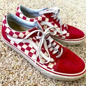VANS old skool red checkerboard sneakers men's 7 women's 8.5